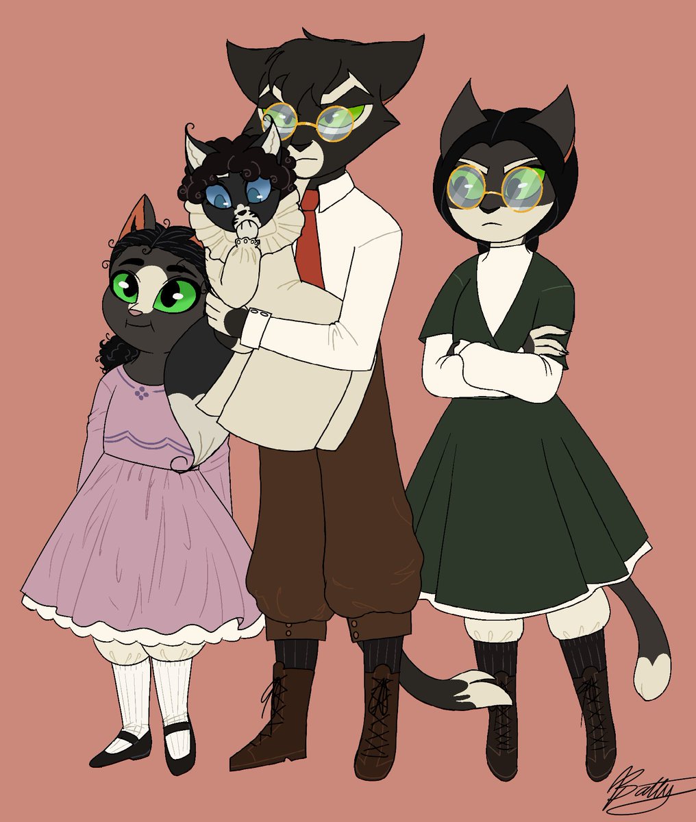 NostalgiaHorror's tweet photo. Because there’s so many Jewish holidays this month (please help me I have so many things to do) I drew the heller kids! Also coloring characters that Tracy didn’t color is hard :’)
#Lackadaisy #LackadaisyCats #hellers #mordecaiheller #itzyheller #roseheller #eastherheller https://t.co/nAuBJLePH6
