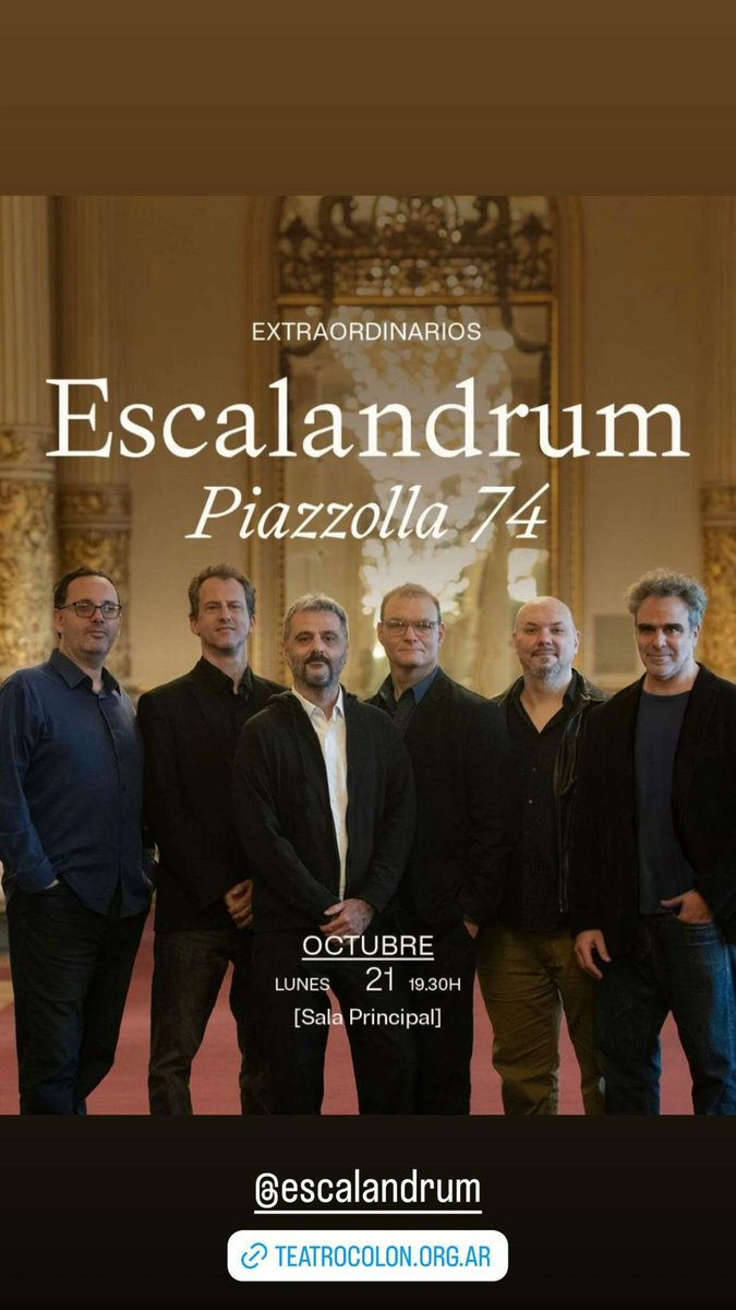 Escalandrum Oficial (@escalandrum_) on Twitter photo Info importante :
Las puertas del <a href="/TeatroColon/">Teatro Colón</a> se abrirán a las 18:45 hs.
Recomendamos llegar con tiempo .
El concierto comenzará puntual.
Muchas gracias !!! Info importante :
Las puertas del <a href="/TeatroColon/">Teatro Colón</a> se abrirán a las 18:45 hs.
Recomendamos llegar con tiempo .
El concierto comenzará puntual.
Muchas gracias !!!