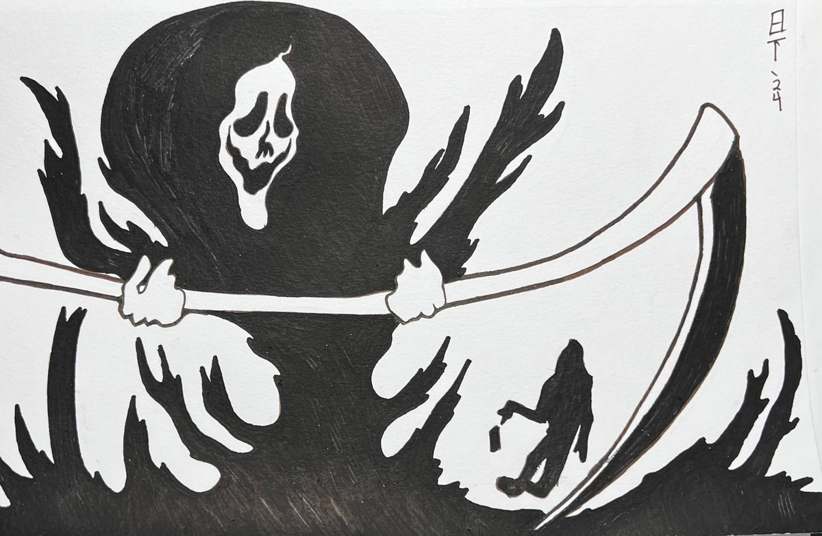 JacobCorlew's tweet photo. #inktober2024
Inspired piece "Jumbo"

#fanart #ghostface #scream #kaiju #tradart https://t.co/MZPJabvZAh