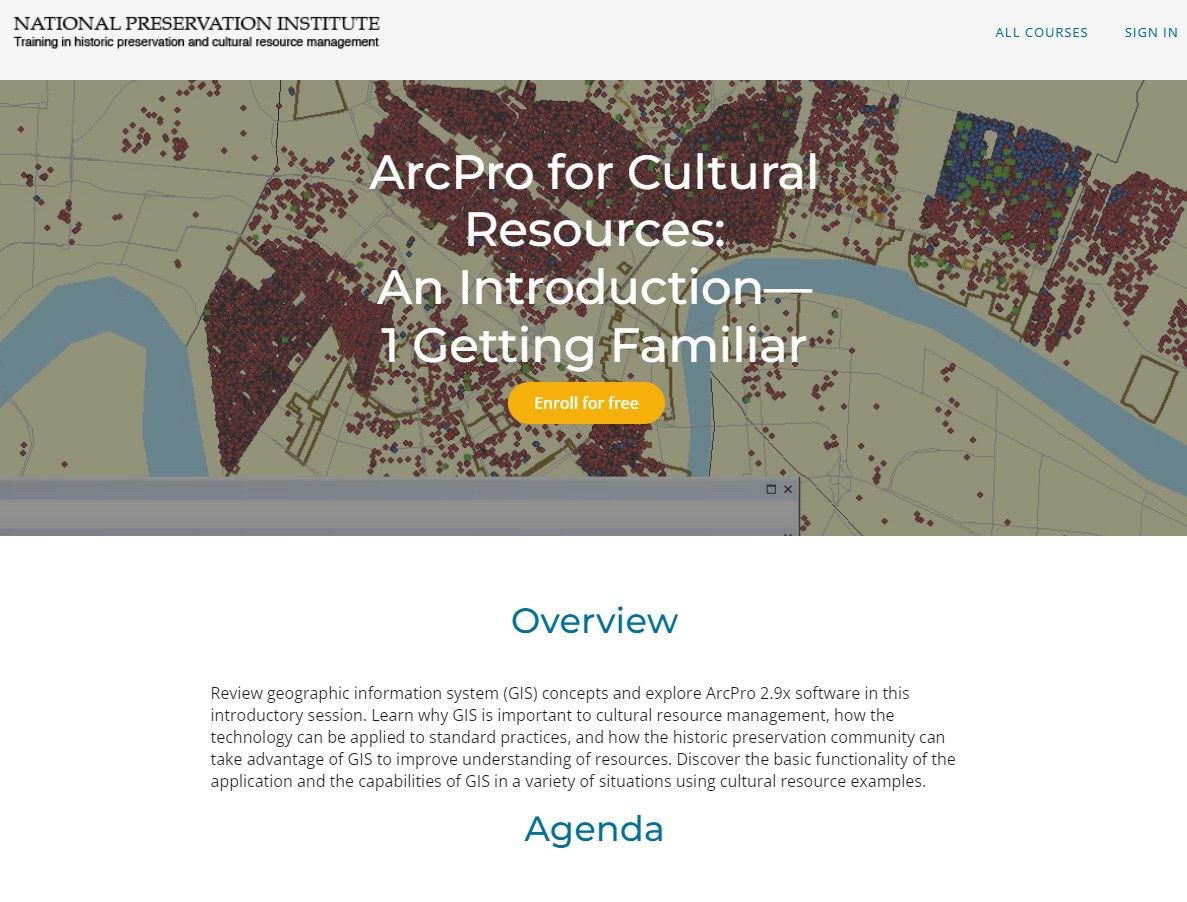 Get started using GIS to identify, document, and promote cultural resources! Introductory course now available from National Preservation Institute, in partnership with NPS Cultural Resources GIS Program. training.npi.org/collections/te… #GIS #NPS #culturalresources #historicpreservation