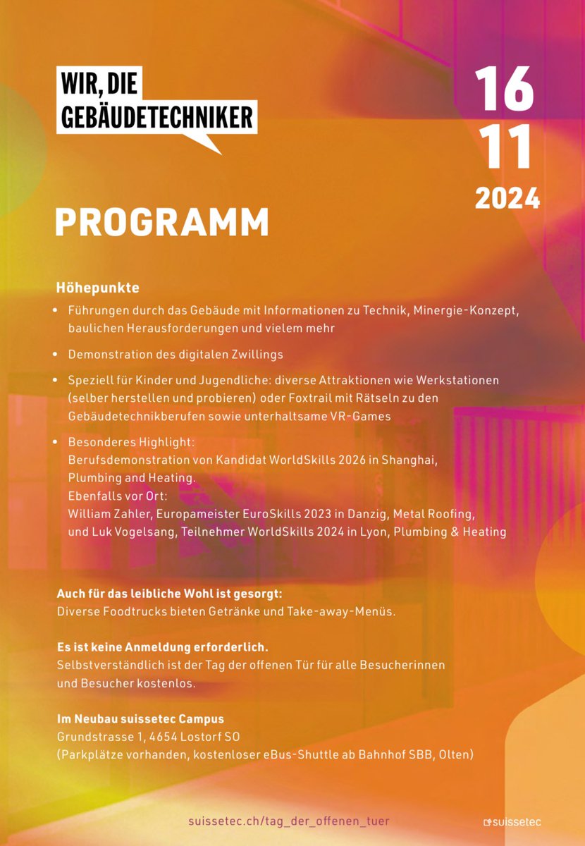 ⚠️Tag der offenen Tür im suissetec Campus ⚠️
Ich freue mich auf deinen Besuch!
#wirdiegebäudetechniker #jobsmitzukunft