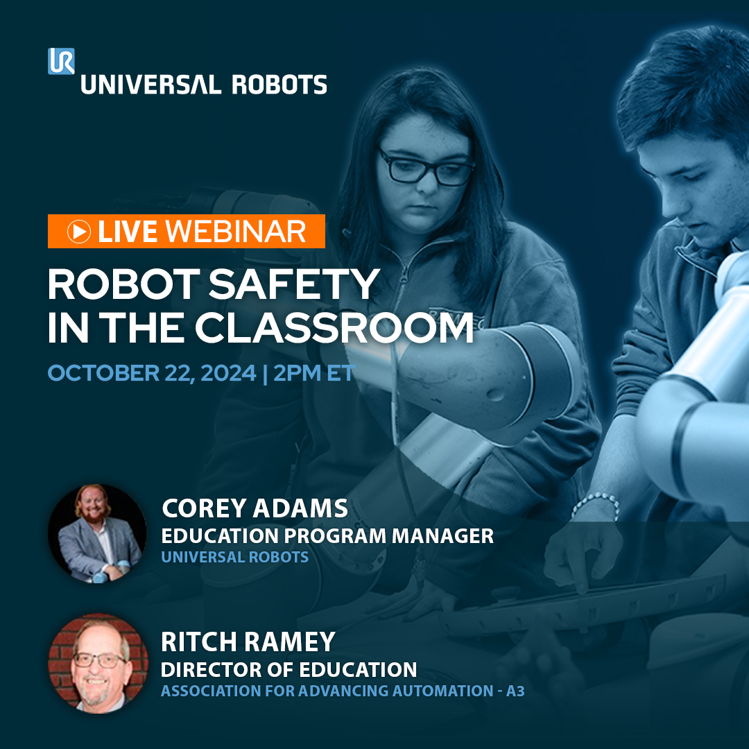 Universal_Robot's tweet image. 🚨 Our Robot Safety in the Classroom webinar is TOMORROW! 🤖🎓
Join us to learn about:
✅ Risk Assessments
✅ Interactive E-Learning
✅ Real-world robot applications
🗓️ Don’t miss it! Register here: urrobots.com/iEi

#RoboticsEducation #EdTech #RobotSafety #UniversalRobots