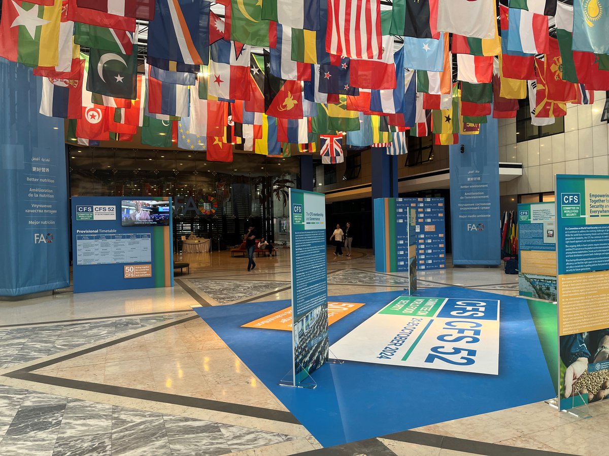 The 52° <a href="/UN_CFS/">CFS</a> is taking place in Rome this week to discuss #foodsecurity, #nutrition and the future of #foodsystems 🌾
 
🇨🇭priorities:
➡️Undertaking global action to end hunger
➡️Transforming food systems
➡️Making sustainable diets accessible for all

🔗bit.ly/CFS52