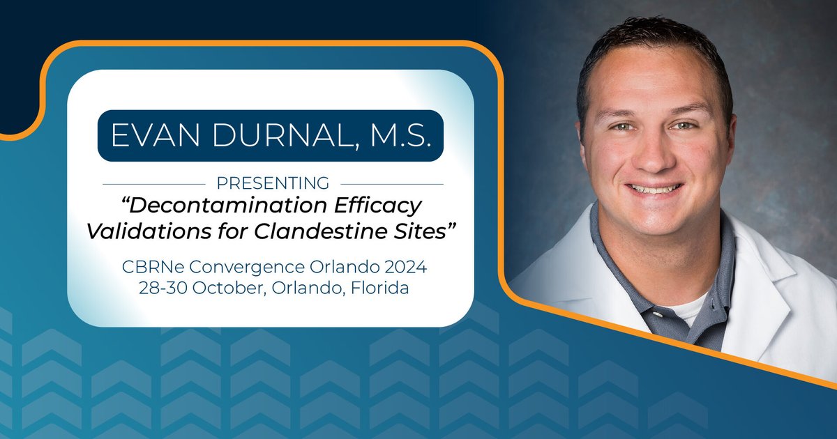 Next week, join our Evan Durnal at CBRNe World's CBRNe Convergence, where he will be speaking on "Decontamination Efficacy Validations for Clandestine Sites." #CBRNe