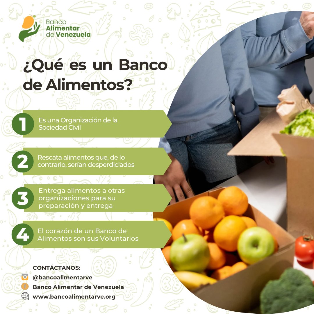 BAlimentarVE's tweet photo. En @BAlimentarVe, recolectamos alimentos aptos para el consumo que, de otro modo, serían desperdiciados. Los distribuimos a comunidades vulnerables, promoviendo así la seguridad alimentaria en Venezuela. Juntos, luchamos contra el desperdicio. #Nadasobra #SeguridadAlimentaria” https://t.co/aGVFoXxoTM