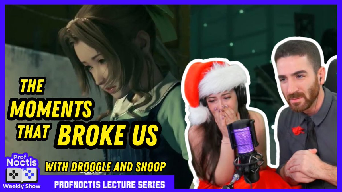 ProfNoctis's tweet photo. Thrilled to share with you this week's ProfNoctis Show with @DroogleTV and @ridezeshoopuf_! They talk about the importance of creating reaction content, share their story of how they met, and consider the trials in the Temple of the Ancients. #FF7R https://t.co/cGNSyfPBFp