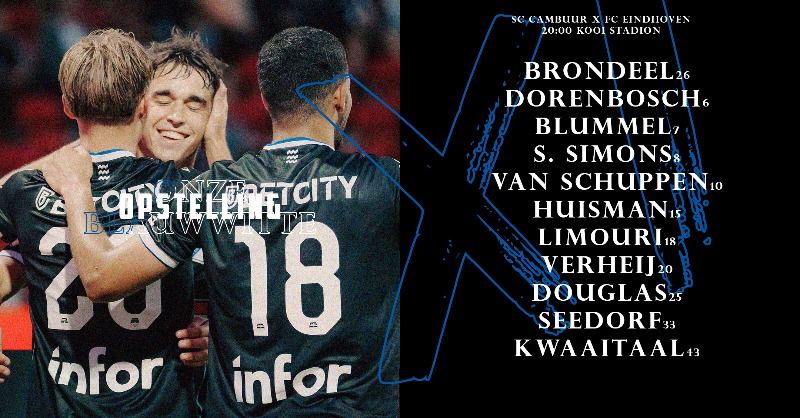 FCEindhoven's tweet photo. Onze opstelling ๐๐ค
#camFCE https://t.co/dEvgEuruec