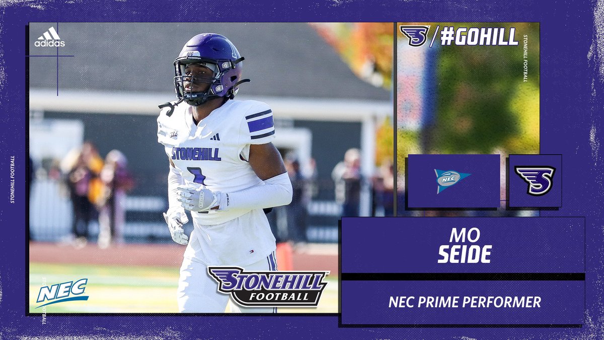 Stonehill Athletics (@gostonehill) on Twitter photo ‼️PRIME PERFORMER‼️
Congrats to <a href="/StonehillFB/">Stonehill Football #DIG</a> corner Mo Seide named an #NECFB Prime Performer for the first time in his career today!
🏈 Career-highs of 7⃣ tackles (5⃣ solo), & 2.0 TFL, 1.0 sacks, pass breakup at Merrimack
➡️bit.ly/48j1cGI
#GoHill | #NECFB ‼️PRIME PERFORMER‼️
Congrats to <a href="/StonehillFB/">Stonehill Football #DIG</a> corner Mo Seide named an #NECFB Prime Performer for the first time in his career today!
🏈 Career-highs of 7⃣ tackles (5⃣ solo), & 2.0 TFL, 1.0 sacks, pass breakup at Merrimack
➡️bit.ly/48j1cGI
#GoHill | #NECFB