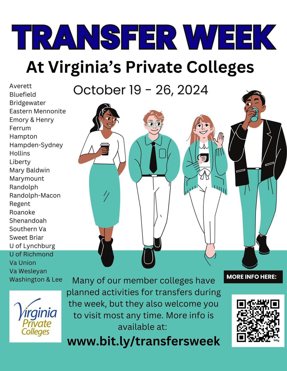 VaPrivColleges's tweet photo. We are proud to support National #TransferWeek, with special events planned by many of our member institutions. Check out: https://t.co/xAGfI0GxxD to learn more about special programming at many of our colleges! https://t.co/lyvkqscRBE