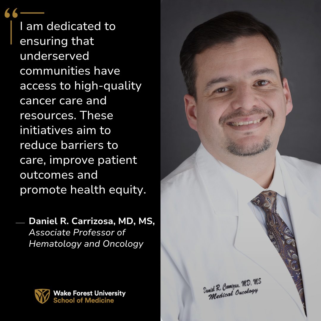 Wake Forest University School of Medicine (@wakeforestmed) on Twitter photo Excited to highlight the incredible work of Daniel R. Carrizosa, MD, MS, a clinical associate professor in hematology and oncology at our school and an oncologist at <a href="/AtriumHealth/">Atrium Health</a> <a href="/LevineCancer/">Levine Cancer</a> (LCI) in Charlotte.
bit.ly/3Ugmsqy Excited to highlight the incredible work of Daniel R. Carrizosa, MD, MS, a clinical associate professor in hematology and oncology at our school and an oncologist at <a href="/AtriumHealth/">Atrium Health</a> <a href="/LevineCancer/">Levine Cancer</a> (LCI) in Charlotte.
bit.ly/3Ugmsqy