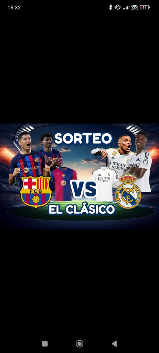 Caboot01's tweet photo. SORTEO 🎁⚽
Con motivo del clásico sorteamos una camiseta del real Madrid o Barcelona para el ganador de este.
REQUISITOS 📝
1️⃣ME GUSTA  Y RT 🔁 ✅
2️⃣SEGUIR A @MIS7ERMALAKI @Mega_Jisus ✅
3️⃣MENCIONA A DOS AMIGOS✅
El sorteo finalizará el día 26/10 a las 18:00 horas https://t.co/EyFY6xOPkY