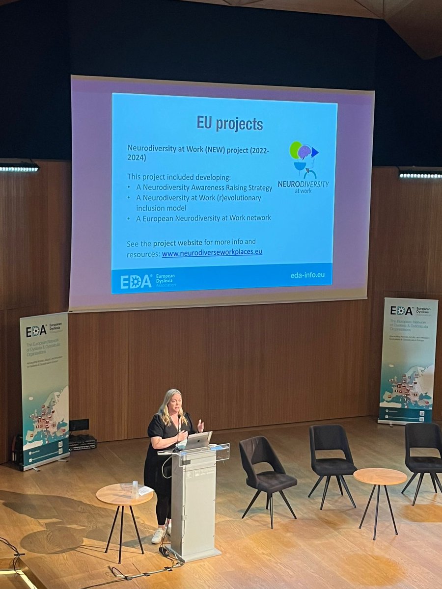 NDworkplaces's tweet photo. At the @EDAdyslexia conference in Athens (October 18-20), Rosie Bissett, EDA President, presented the Neurodiversity at Work project to the attendees. As the conference theme was Dyslexia and Dyscalculia Across the Lifespan, the project results were of great relevance. https://t.co/KuUkmp8eKn