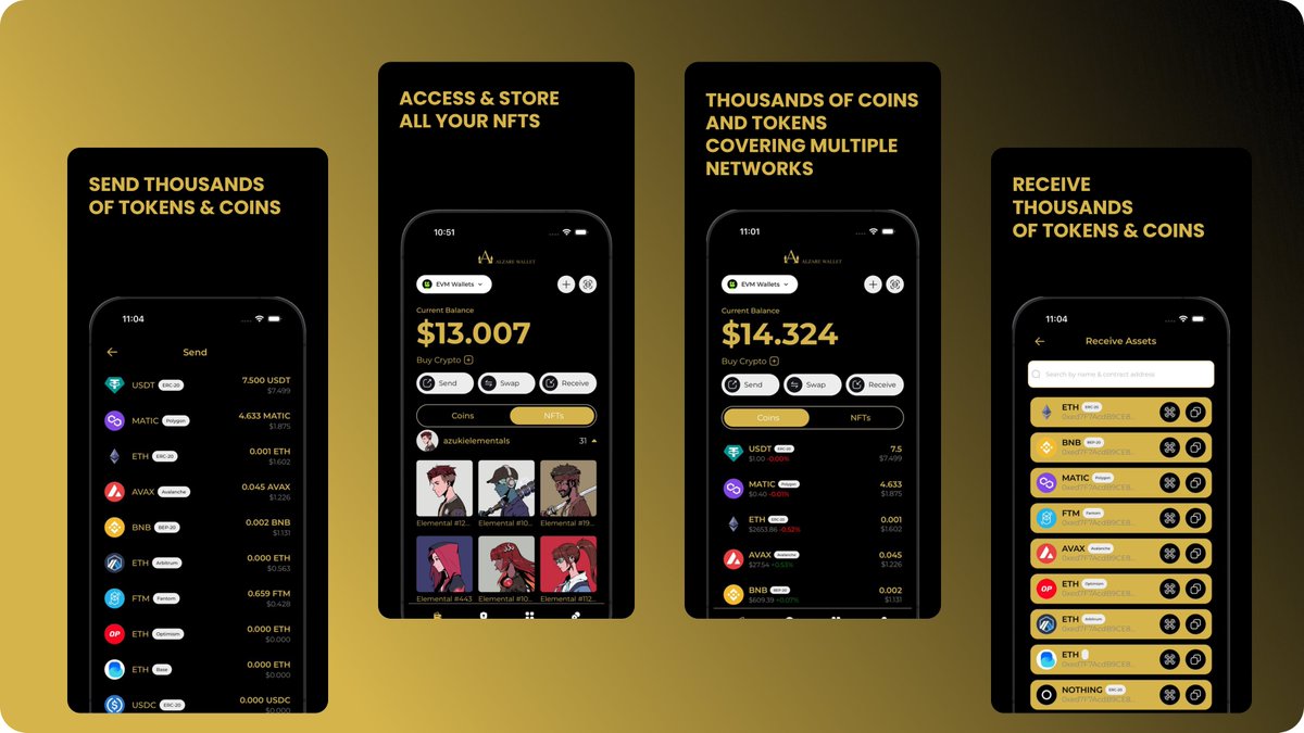 CryptoWalletDev's tweet photo. 🚀 #Crypto wallet Dev Success! Just Completed #AlzareWallet - secure, 8+ blockchains.

iOS: https://t.co/sCdhMY57Yk
Android: https://t.co/94PrkiJEry
📷 DM me!

#BlockchainDev #CryptoTech #reactnative https://t.co/UTTuQWwWFN