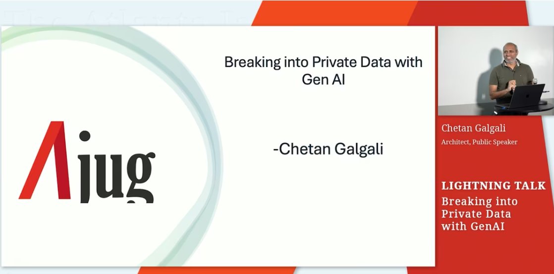 recallact's tweet photo. New video from @AtlantaJUG 2024: "Lightning Talk: Breaking into Private Data with GenAI" by Chetan Galgali  https://t.co/00kzhoLHEN https://t.co/aJdPpVnYbe