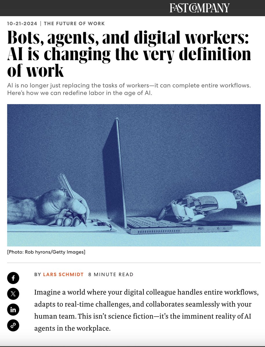 Timur Meyster (@timurmeyster) on Twitter photo Great piece by <a href="/Lars/">Lars Schmidt 🖤</a> from <a href="/FastCompany/">Fast Company</a> on how AI Agents are Changing Work!
Thanks for the mention of <a href="/outrivalAI/">OutRival</a> 🙌 🔥
fastcompany.com/91210851/bots-… Great piece by <a href="/Lars/">Lars Schmidt 🖤</a> from <a href="/FastCompany/">Fast Company</a> on how AI Agents are Changing Work!
Thanks for the mention of <a href="/outrivalAI/">OutRival</a> 🙌 🔥
fastcompany.com/91210851/bots-…