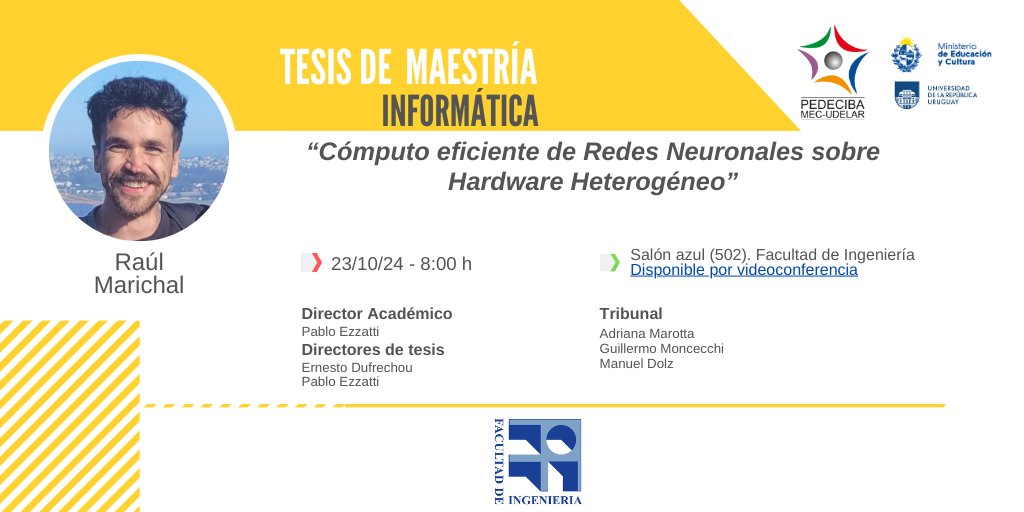Defensa de tesis de Maestría del estudiante Raúl Marichal
Miércoles 23/10 desde las 08:00hs
Salón 502 (azul), FING

Si la investigación continúa, la ciencia avanza y la sociedad toda se beneficia
#SomosPEDECIBA apoyando el Desarrollo de las #CienciasBásicas
