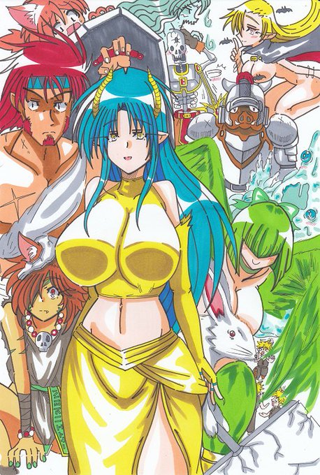 三日前から少しずつ中学の時にじゆうちょうに描いていた自分のマンガのキャラクター達を描きたくなったのでわちゃわちゃ描いていました。もうかれこれ25年前なので25周年記念です。 