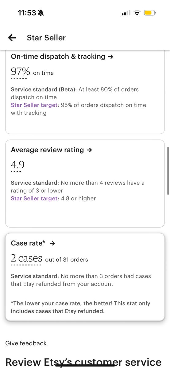 cctliuy's tweet photo. @Etsy allowing me respond? I had 2 and the threshold was 3 but I got suspended (unfairly) and now I am being told I may be permanently suspended. In all cases I was able to provide the tracking and that it was delivered. https://t.co/rT3g90jlHi