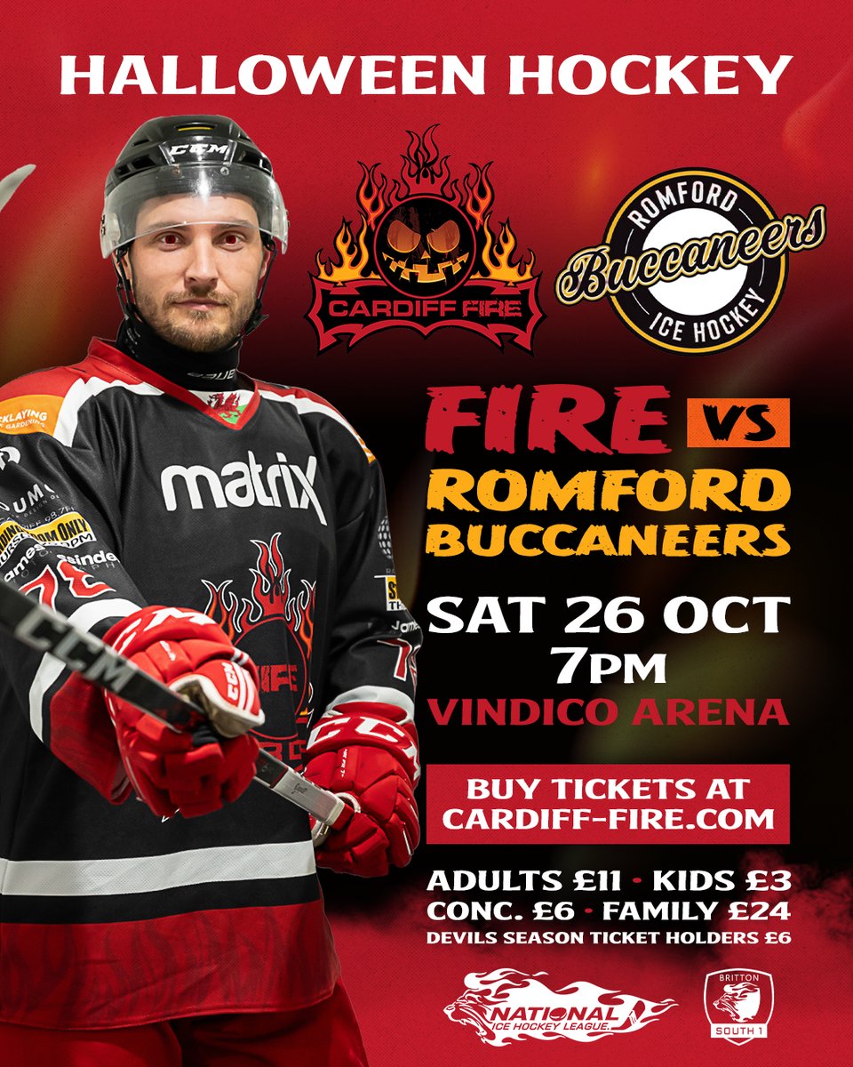 CardiffFireIHC's tweet image. 🎃🎟️ 𝗪𝗜𝗡 𝗔 𝗣𝗔𝗜𝗥 𝗢𝗙 𝗧𝗜𝗖𝗞𝗘𝗧𝗦 🎟️👻

𝗟𝗶𝗸𝗲 &amp;amp; 𝗥𝗲𝗽𝗼𝘀𝘁 this for your chance to win 2⃣ tickets worth £22 to Saturday's Halloween Hockey game at the Vindico Arena in Cardiff 🔥🏒

Closes Fri 12pm. T&amp;amp;Cs below. Good luck!

Buy tickets 👉 bit.ly/Fire-Tickets