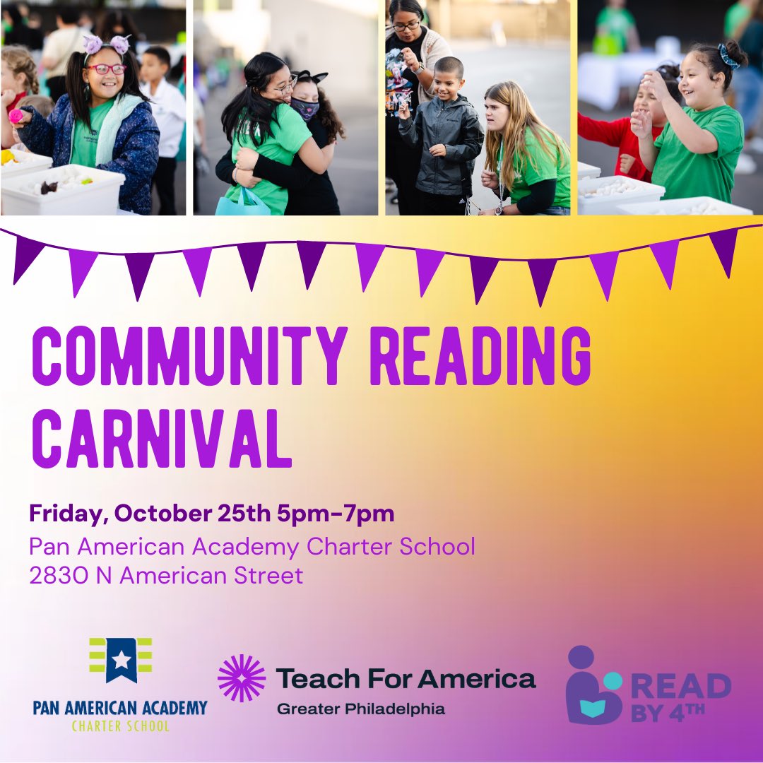 Right2Read is so excited to join @tfaphillypham on October 25th from 5-7pm for their Community Reading Carnival at Pan American Academy Charter School. We will be hosting a table at the event to raise awareness and promote our mission 🌟 #TheRevolutionWillBeLiterate