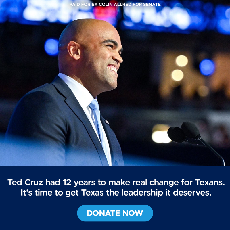 ColinAllredTX's tweet photo. My debate with Ted Cruz made it clear: He doesn’t care about Texas, he only cares about himself. Time and time again on that stage, Ted talked a big game but couldn’t actually point to anything he has done for Texans.

It’s time for new leadership. Chip in now to retire Ted Cruz.