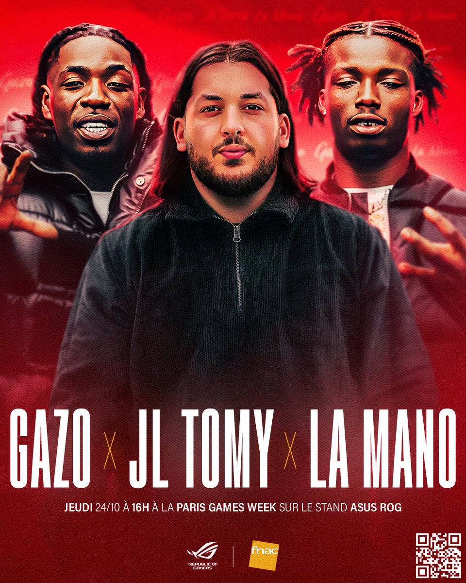 JLTomyTV's tweet photo. Rendez-vous Jeudi 24 octobre à partir de 16h !

On se retrouvera en compagnie de Gazo et La Mano à l’occasion de la PGW sur le stand d’Asus Rog !

(Publicité)