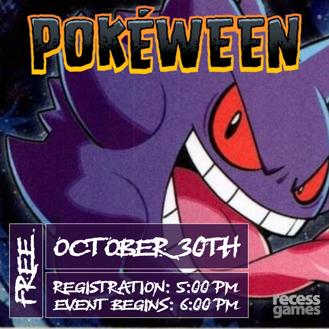 Join us for Pokeween!

Get ready for a spooktacular Pokemon Halloween event! We're inviting everyone in our Pokemon Community to join in the fun.

shop.recess.games/pokeween-octob…