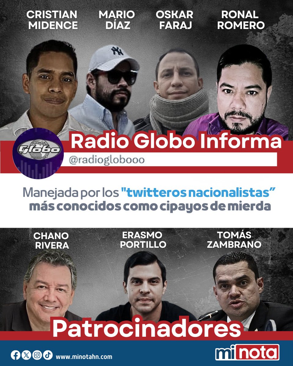 minota.com (@minotahn) on Twitter photo Los rostros detrás de la desesperada estrategia de la oposición de crear perfiles falsos para difundir fake news. 👇🏻👀
Por un lado, los activistas ¨gatos¨ del Partido Nacional como; <a href="/Ronalromeroo/">Ronal Romero</a>,<a href="/OskarFaraj/">Oskar Faraj</a>, <a href="/Mariodiaz03/">Mario Diaz</a> y <a href="/CristianMidenc/">Cristian Midence</a> juegan el bochornoso papel de difundir Los rostros detrás de la desesperada estrategia de la oposición de crear perfiles falsos para difundir fake news. 👇🏻👀
Por un lado, los activistas ¨gatos¨ del Partido Nacional como; <a href="/Ronalromeroo/">Ronal Romero</a>,<a href="/OskarFaraj/">Oskar Faraj</a>, <a href="/Mariodiaz03/">Mario Diaz</a> y <a href="/CristianMidenc/">Cristian Midence</a> juegan el bochornoso papel de difundir