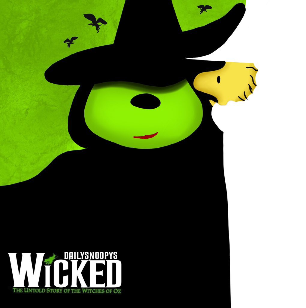 DailySnoopys's tweet photo. snoopy and woodstock recreate the iconic wicked poster https://t.co/ktt5LA3SNv