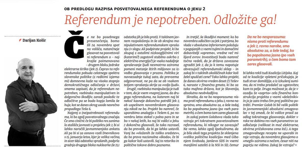 Tole smo napisali in objavili v Dnevniku 4. oktobra, torej dobra dva tedna nazaj. Lepo, da ste poslušali.