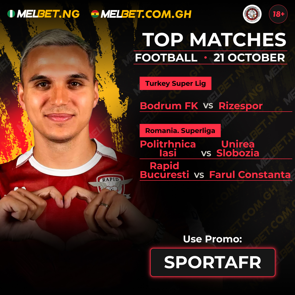 sportafrica2024's tweet photo. 🇹🇷 #TurkeySuperLig and #RomaniaSuperliga 🇷🇴
Booking Code already in my Telegram➡️https://t.co/N9VuQHvDnD
Increase #WelcomeBonus up to 300 000 NGN/2 700 GHS with #PromoCode 👉🏾SPORTAFR
#Bodrum #Rizespor #PolitrhnicaIasi #UnireaSlobozia #RapidBucuresti #FarulConstanta #Football https://t.co/W3AgfJTIPU
