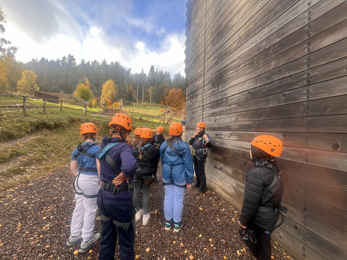 MissCEdu's tweet photo. P7s @ClydePrimary have arrived safely and had a fabulous afternoon doing abseiling and rope challenges. About to have dinner and begin our night time activities. Seesaw is currently down but photos will be uploaded tomorrow. #Dalguise #P7trip https://t.co/JWx9ufCQv8