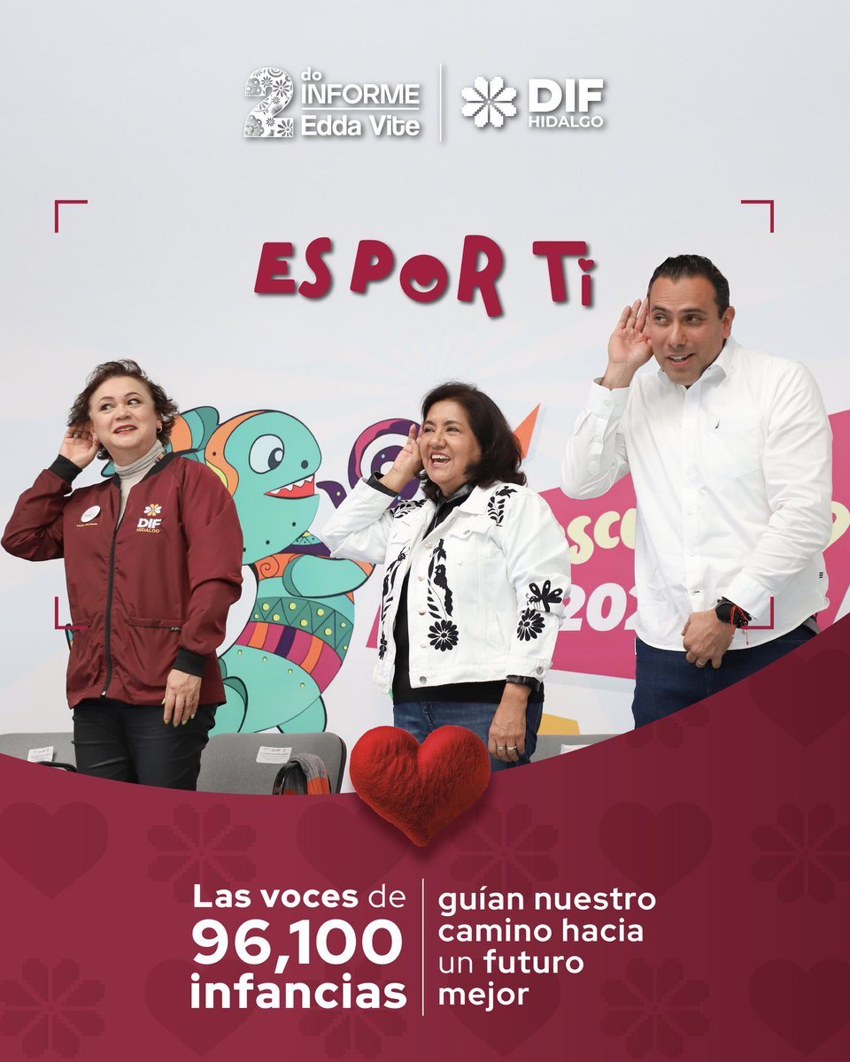 ¡Hidalgo alcanzó el tercer lugar en la consulta ¿Me escuchas? 2024, en la cual promovimos la participación de miles de infantes que nos dieron guía para crear políticas públicas enfocadas en sus intereses. 📢👧🏻🧒🏻🎉

#DIFHidalgoEsPorTi #2doInformeDIFHidalgo