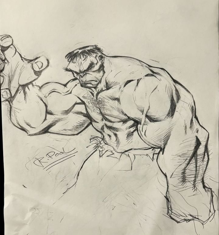 Theginosmith's tweet photo. A lil hulk sketch https://t.co/0loOOpSVot