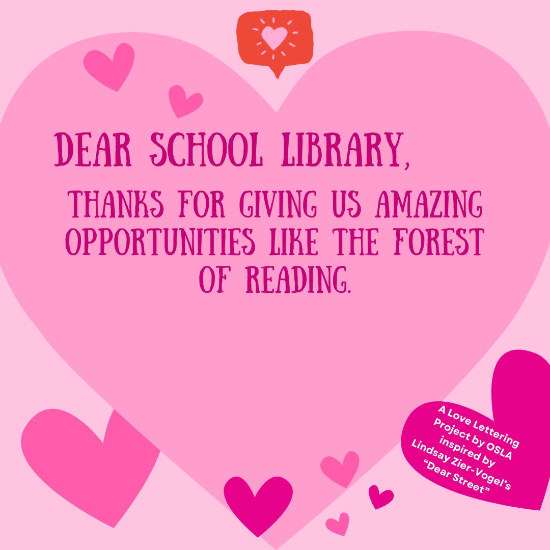 ONLibraryAssoc's tweet photo. School libraries are critical to the success of our students in schools across the country. This Canadian School Library Day we’re shining a light on this through the OSLA’s #DearSchoolLibrary love lettering project. 💖 Take a look! #CSLD2024 https://t.co/WFXhdOasP8