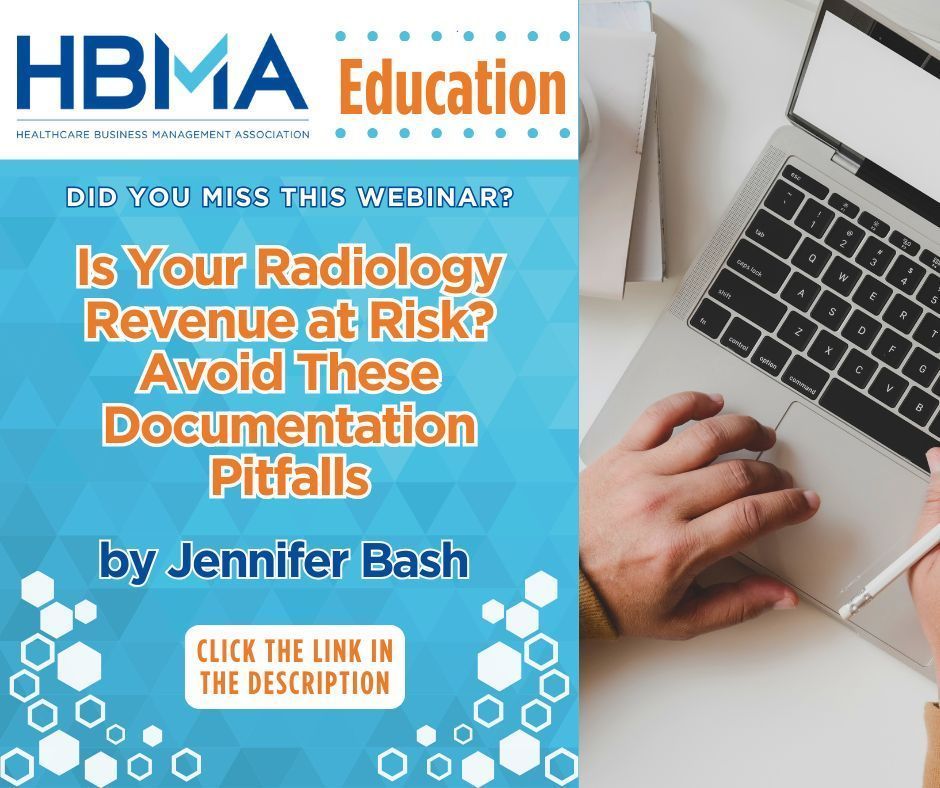 HBMABusiness's tweet image. DID YOU MISS THIS WEBINAR? Catch up on the latest HBMA webinar, “Is Your Radiology Revenue at Risk? Avoid These Documentation Pitfalls”, by Jennifer Bash, here: buff.ly/3A3yyfT  #HBMA #radiology #documentationrequirements #webinar #radiologypractices