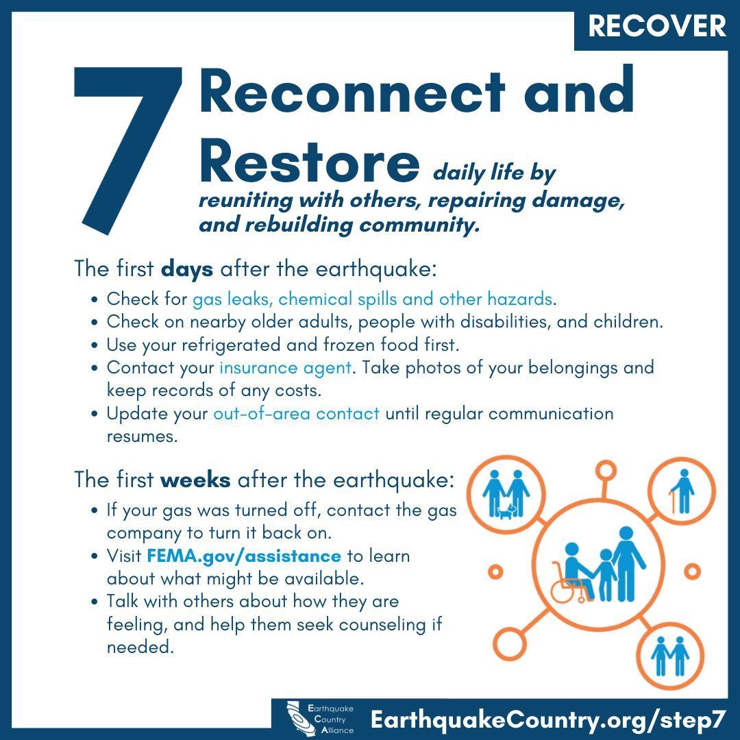 ShakeOut (@shakeout) on Twitter photo Through phone and radio communication, you can connect with neighbors and government agencies after an earthquake.
#Step6 of the #SevenSteps to #earthquake #safety is to start rebuilding after a major earthquake.
Visit EarthquakeCountry.org/step7 for resources.
<a href="/ECA/">Earthquake Country Alliance</a> @FEMA Through phone and radio communication, you can connect with neighbors and government agencies after an earthquake.
#Step6 of the #SevenSteps to #earthquake #safety is to start rebuilding after a major earthquake.
Visit EarthquakeCountry.org/step7 for resources.
<a href="/ECA/">Earthquake Country Alliance</a> @FEMA