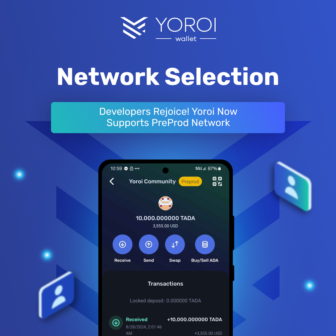 YoroiWallet's tweet image. 🌐 Network Selection &amp;amp; Deep Links

Developers, you’ll love this: Testnet environments are now supported with the “Preprod” network option, making testing more accessible.

Furthermore, deep link v2 allows seamless DApp launches in Yoroi! #CardanoDev #Preprod