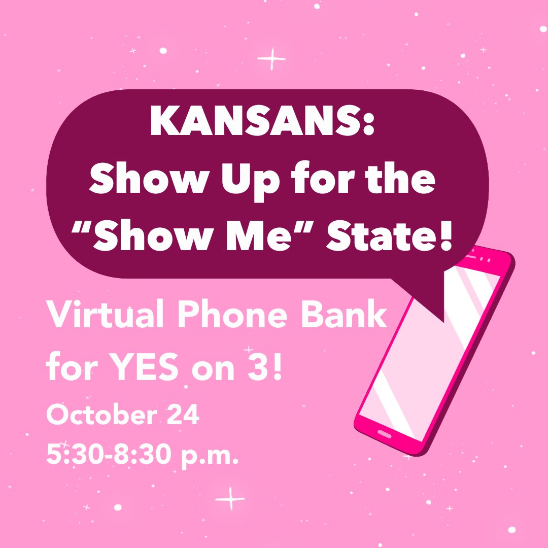 🌻 Spread that Sunflower Power across state lines! Kansans, we need YOU to help protect reproductive freedom in Missouri. Join us for a virtual phone bank on October 24 to support YES on Amendment 3 and connect with Missouri voters. Sign up: bit.ly/48czrzn