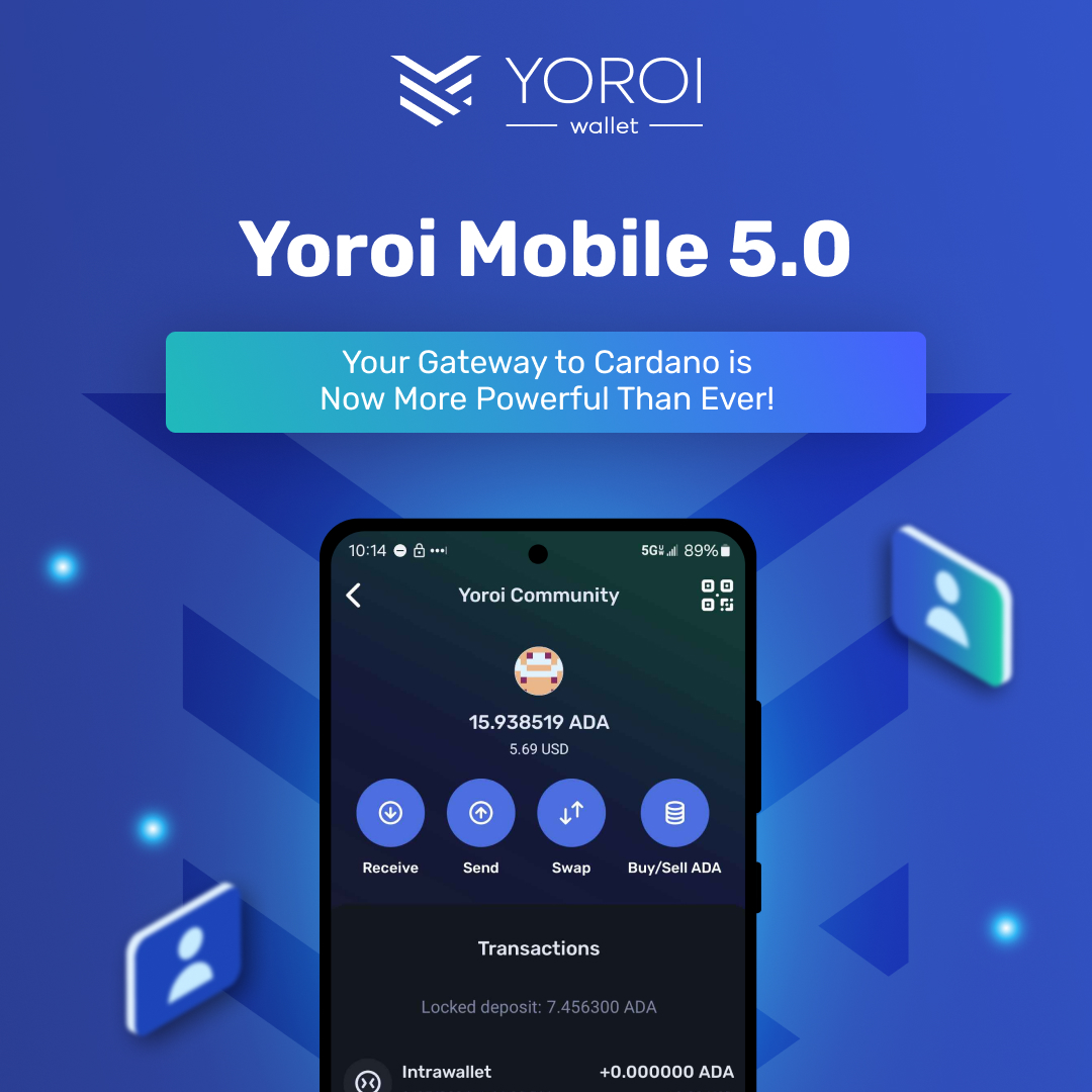 YoroiWallet's tweet image. 🚀 Yoroi Mobile 5.0 is here! 🚀

We're thrilled to announce Yoroi Mobile v5.0, packed with awesome new features to elevate your Cardano experience. Ready for the highlights? Let’s dive in👇