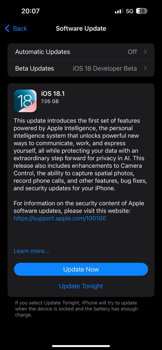 iSWUpdates's tweet photo. iOS 18.1 Release Candidate (22B82) has been released to registered developers and public beta testers. #iOS181 #iOS181RC https://t.co/M53GQllmiH
