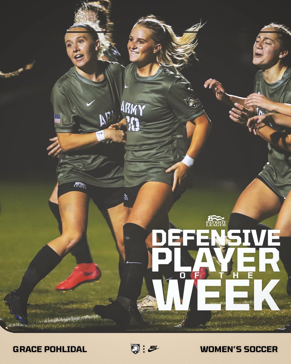ArmyWP_WSoccer's tweet photo. LET'S GO GRACE‼️

She is the @PatriotLeague Defensive Player of the Week after guiding the back line to two shutouts and scoring her first career goal against Navy! https://t.co/8BHPnpssx2