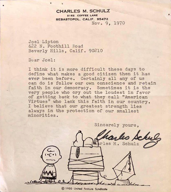 Charles Schulz, responding to a 10-year-old boy, on what makes a good citizen.