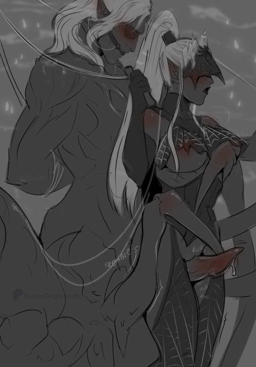 PurpleDngNoodle's tweet photo. #Kinktober Day 22: Thigh Fuck

The Lolth priestess is taking such good care of our boi, walkies, bondage, and some proper stimulation. https://t.co/9migFrFyYX