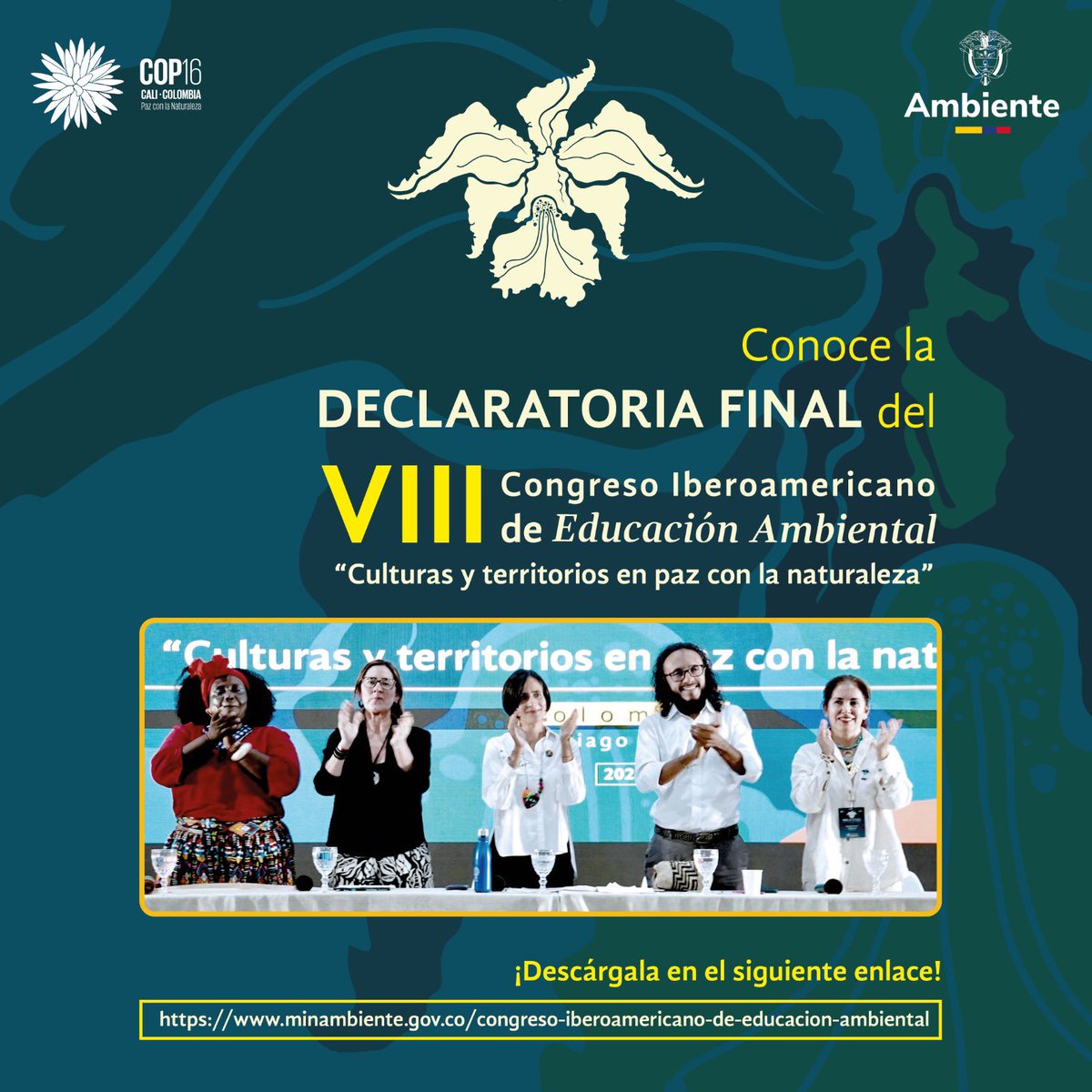 mmiguelangelj's tweet photo. ✨ ¡Presentamos la Declaratoria Final del VIII Congreso Iberoamericano de Educación Ambiental! ✨

Este documento es un llamado a la acción y una oportunidad para promover la #PazConLaNaturaleza y avanzar hacia el Buen Vivir en nuestras naciones.

Descárgalo aquí y ayúdanos a difundirlo: https://t.co/JKzX6o7JQd  
#COP16