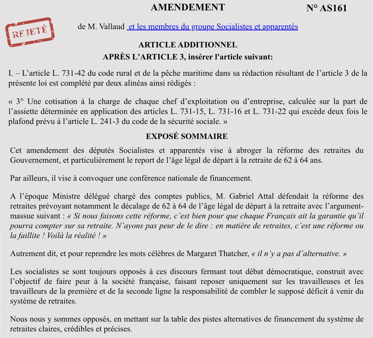 socialistesAN's tweet photo. 🔴 Le RN vient de voter en commission des affaires sociales contre notre amendement d'abrogation de la réforme des retraites !

C'est la confirmation que sa proposition de loi est une imposture. Un mensonge politique, institutionnel et social. https://t.co/bCI5HhsMfj