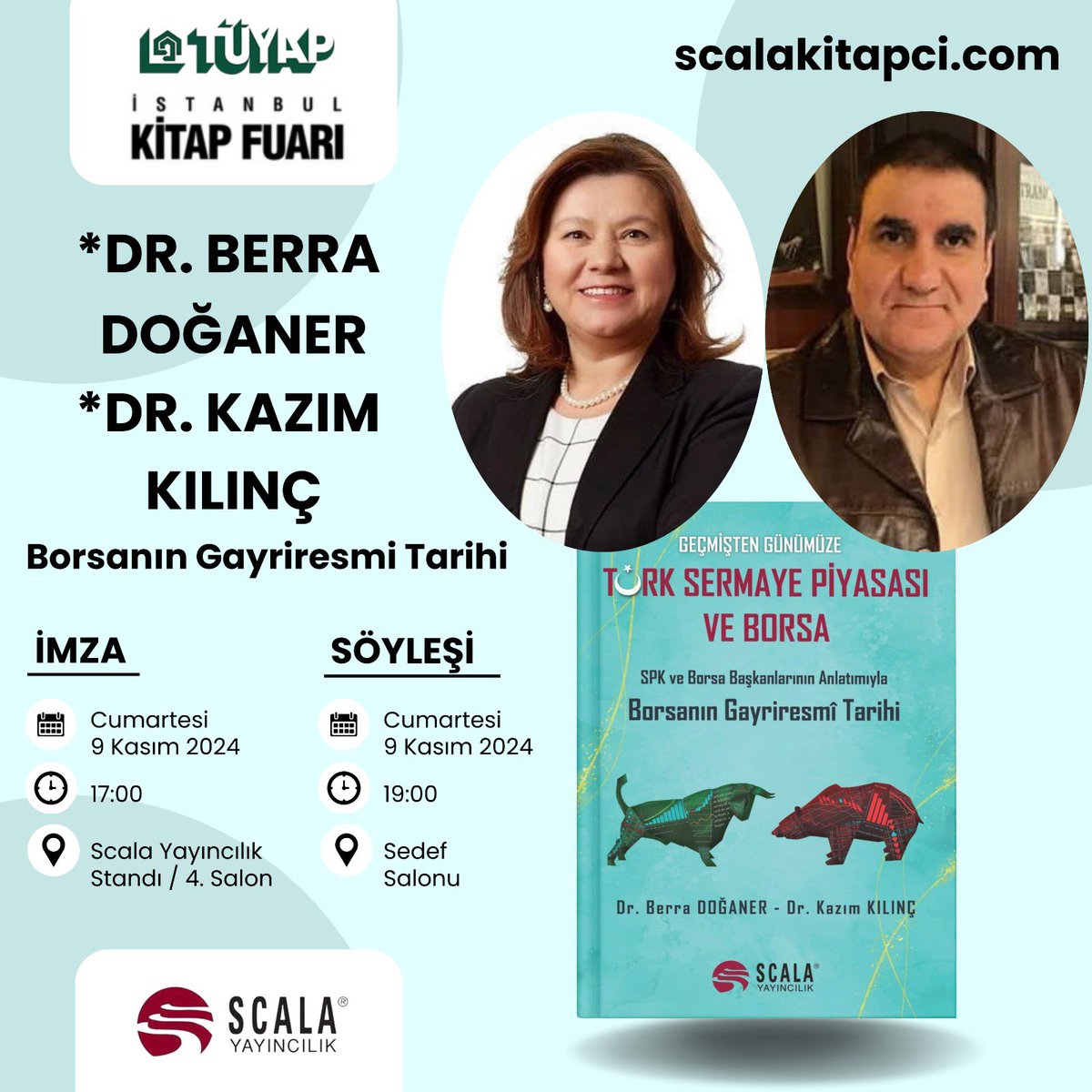 Scala Kitapçı (@scala_kitapci) on Twitter photo Scala Yayıncılık Tüyap İstanbul Kitap Fuarı’nda 📚 <a href="/kitapfuari/">Tüyap Kitap Fuarı</a>
🗓️ 9 Kasım 🔻
📚Söyleşi & İmza Günlerimiz ✍🏼🎤
‼️Davetlisiniz…
<a href="/MSTanrikulu/">Sezgin Tanrıkulu</a>
<a href="/Yener_Coskun/">Yener Coskun</a>
<a href="/mneuzunyol/">Mine Uzun 🦋</a>
<a href="/bmylz/">Mert Yilmaz</a>
<a href="/canerozdurak/">Caner Özdurak</a>
<a href="/SadiUzunoglu/">Sadi Uzunoglu</a>
<a href="/FiruzeSez/">Firuze Sezgin</a>
<a href="/kazimkilinc/">Dr. Kazım Kılınç</a>
<a href="/Berra_Doganer/">Dr. Berra Doğaner</a> Scala Yayıncılık Tüyap İstanbul Kitap Fuarı’nda 📚 <a href="/kitapfuari/">Tüyap Kitap Fuarı</a>
🗓️ 9 Kasım 🔻
📚Söyleşi & İmza Günlerimiz ✍🏼🎤
‼️Davetlisiniz…
<a href="/MSTanrikulu/">Sezgin Tanrıkulu</a>
<a href="/Yener_Coskun/">Yener Coskun</a>
<a href="/mneuzunyol/">Mine Uzun 🦋</a>
<a href="/bmylz/">Mert Yilmaz</a>
<a href="/canerozdurak/">Caner Özdurak</a>
<a href="/SadiUzunoglu/">Sadi Uzunoglu</a>
<a href="/FiruzeSez/">Firuze Sezgin</a>
<a href="/kazimkilinc/">Dr. Kazım Kılınç</a>
<a href="/Berra_Doganer/">Dr. Berra Doğaner</a>