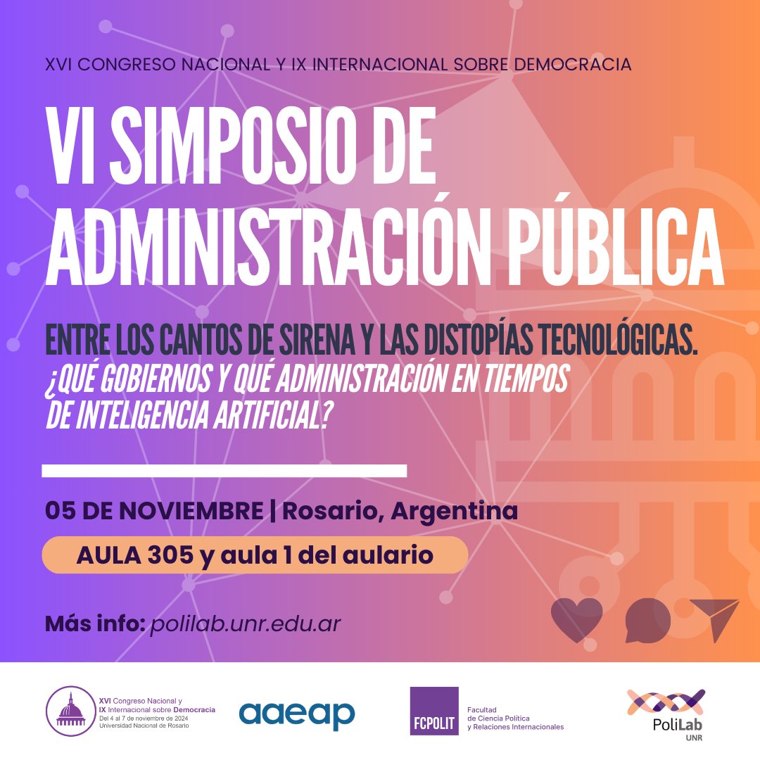 PoliLab UNR (@polilabunr) on Twitter photo 🔍📚 VI Simposio de Administración Pública
🗓 5/11/24
📍<a href="/FCPolitUNR/">FCPolit UNR</a>
Programa y más información: polilab.unr.edu.ar/novedades/vi-s…
¡Te esperamos!
#SimposioAP #ConDemocracia #AdministraciónPública #InteligenciaArtificial #GestiónPública #TransformaciónTecnológica 🔍📚 VI Simposio de Administración Pública
🗓 5/11/24
📍<a href="/FCPolitUNR/">FCPolit UNR</a>
Programa y más información: polilab.unr.edu.ar/novedades/vi-s…
¡Te esperamos!
#SimposioAP #ConDemocracia #AdministraciónPública #InteligenciaArtificial #GestiónPública #TransformaciónTecnológica