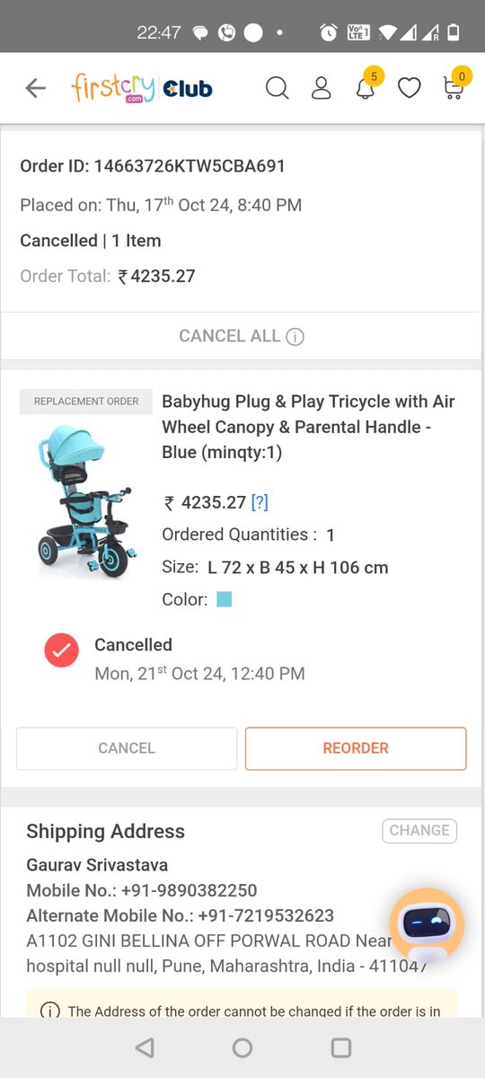 vikas418's tweet photo. I received damage product and i have raised exchange ticket before deadline.
But still @firstcryindia not accepting request and have cancelled request from their end.
Kindly look into this matter @JoshiPralhad
@SupamMaheshwari @GoVocalForLocal @jagograhakjago @consumerforum_ https://t.co/MN6Ov2IwOS
