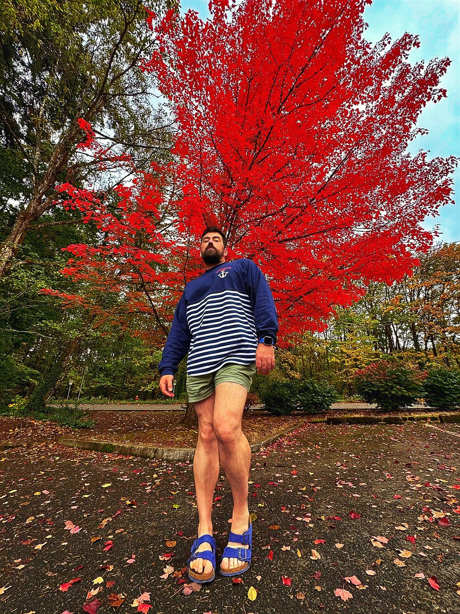 PecDaddy's tweet photo. Michael knows the cure for my blues: fiery red trees and a camera! Our impromptu photoshoot was just what the doctor ordered! ๐ #malemodel #fallphotoshoot https://t.co/nczVObErrZ